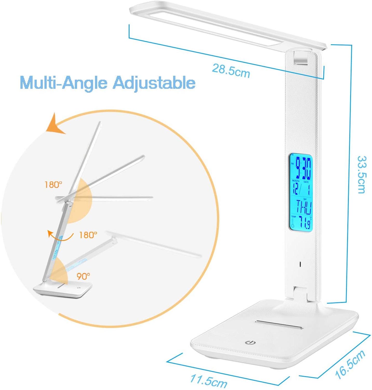 LED Desk Lamp with Temperature and Alarm Clock