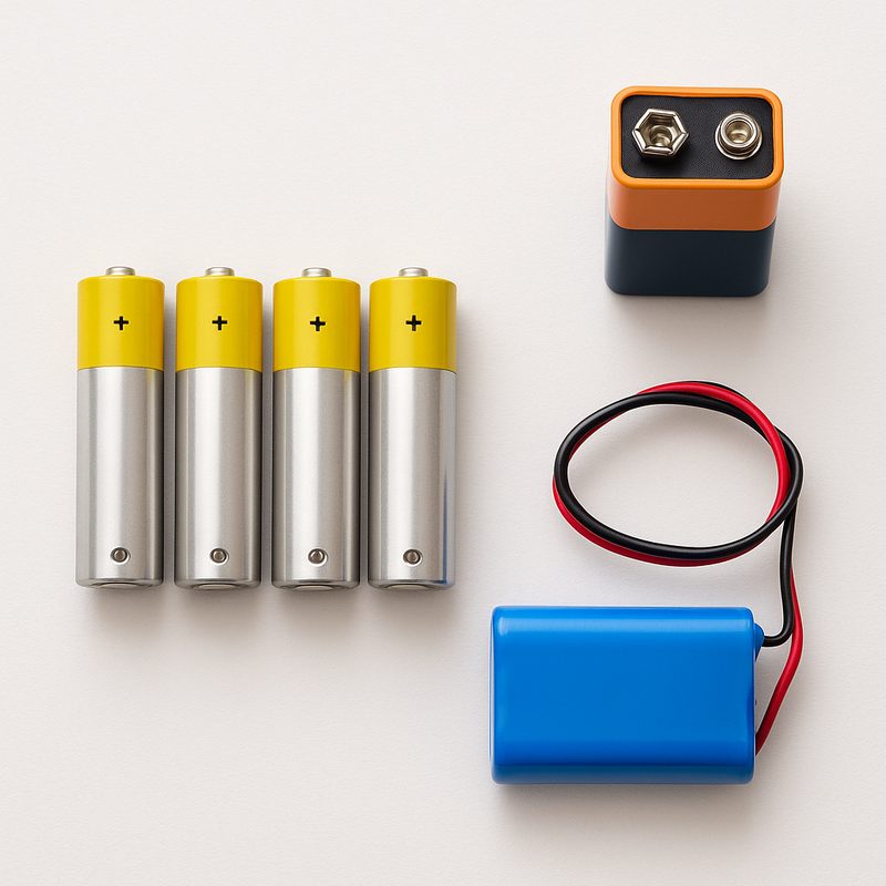 Different battery types suitable for powering LED strip lights